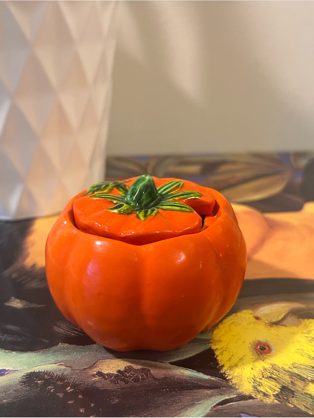 Vintage Maruhon Japan Ware - Tomato ceramic sugar bowl with lid